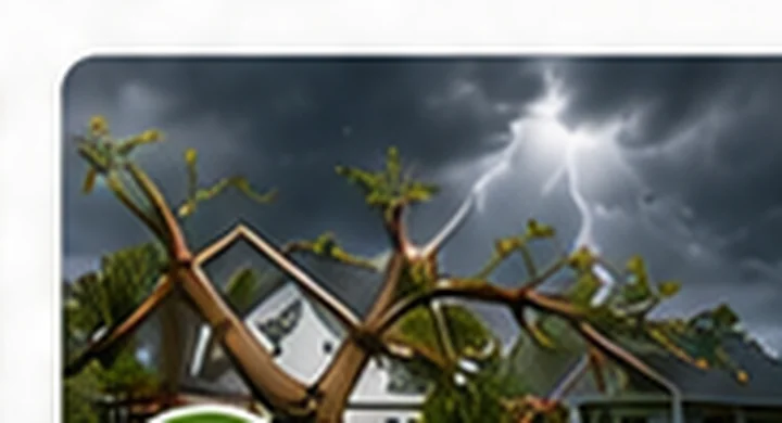 Storm-damaged tree near a home