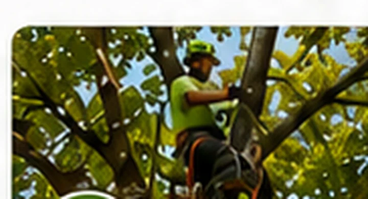 Arborist trimming tree branches